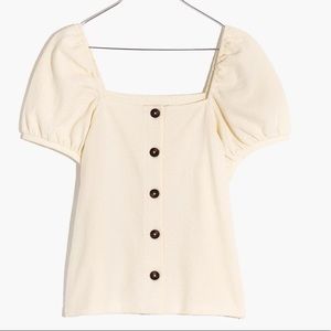 Madewell Jacquard Square-Neck Puff-Sleeve Top XL